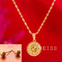 Vòng cổ Vàng 24K Mặt Hình Trái Tim Gợn Sóng 100% Chính Hãng Thời Trang Cho Nữ