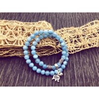 Vòng đá aquamarine mix charm con voi