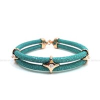 Vòng Da Cá Đuối Charm Ngôi Sao Màu Xanh Ngọc