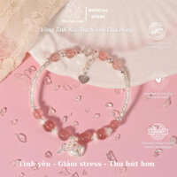 Vòng Đá Duyên Lành Thạch Anh Hồng Tự Nhiên Mix Charm ổ khóa tình yêu Bạc S925 TIỂU ANH GEMS 14