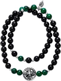 Vong Đa Ma Nao Đen Phoi Cam Thach Son Thuy Va Charm Bac 2 Line Ngọc Quý Gemstones VT60