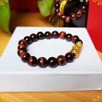 Vòng đá phong thủy mix tỳ hưu tài lộc đá màu nâu đỏ hợp mệnh hỏa thổ đeo tay nam nữ may mắn tặng dây kim và hạt dự phòng