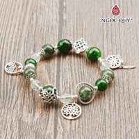 Vòng đá thạch anh tóc xanh phối diopside charm bạc mệnh hỏa, mộc - Ngọc Quý Gemstones