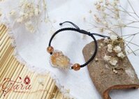 Vòng dây vải thắt Tỳ Hưu Thạch Anh Tóc Nâu bọc Bạc cao cấp