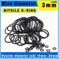 Vòng đệm Nitrile O-Ring Đường kính ngoài 10-26mm * Cao su Nitrile đen dày 3mm (NBR) Vòng đệm cao su chống dầu chịu nhiệt độ cao & * * -OBGS