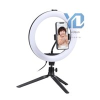 Vòng Đèn led 10 inch 3 Chế Độ 11 Cấp Độ Sáng usb Có Thể Điều Chỉnh Với tripod + Giá Đỡ Điện Thoại Linh Hoạt + Bộ Chuyển Đổi Đầu Bi Cho liv