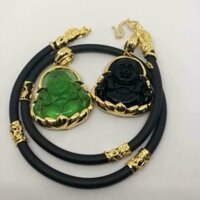 Vòng đeo cổ nam dây da mặt phật di lặc