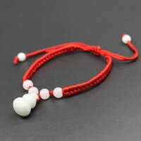 Vòng Đeo Tay Chỉ Đỏ Đính Đá Cẩm Thạch Tự Nhiên Kèm Túi Nhung Phù Hợp Làm Quà Tặng - Hồ Lô