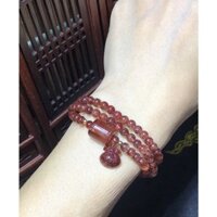 Vòng đeo tay chuỗi quấn các loại đá thien nhiên mix charm bi và khuyên bằng vang 10k