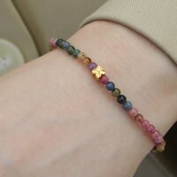 Vòng Đeo Tay Hạt Đá Tourmaline Nhỏ Màu Cầu Vồng 3mm Sang Trọng ins Niche