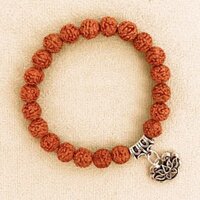 Vòng đeo tay hạt Kim Cang Rudraksha Ấn Độ phối hoa Sen Bạc thật - NR3