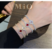 Vòng đeo tay kim cương vòng tay 4 cỏ lá lắc tay mạ vàng 18k đính đá dành cho nữ phụ kiện trang sức