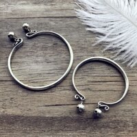 Vòng Đeo Tay / Lắc Chân Bằng Bạc Khắc Họa Tiết Phong Cách Dân Tộc Cổ Điển Thời Trang Cho Nữ