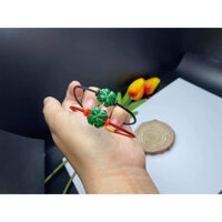 Vòng đeo tay, lắc tay Cỏ 4 lá may mắn đá ngọc cẩm thạch sơn thuỷ - Dây đeo màu đỏ