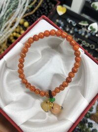 Vòng đeo tay, lắc tay mix phụ kiện phong thủy đá ngọc cẩm thạch huyết - Mẫu 1