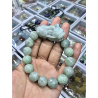 Vòng đeo tay, lắc tay mix Tỳ Hưu phong thủy đá ngọc phỉ thúy - Hạt đá 13,2mm