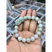 Vòng đeo tay, lắc tay mix Tỳ Hưu phong thủy đá ngọc phỉ thúy - Hạt đá 9,6mm