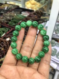 Vòng đeo tay, lắc tay phong thủy đá ngọc cẩm thạch xanh - 9mm