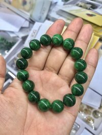 Vòng đeo tay, lắc tay phong thủy đá ngọc cẩm thạch xanh - 12mm
