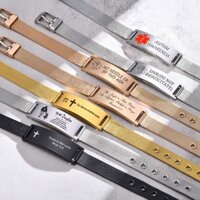 Vòng đeo tay lưới Vnox 10MM / 16MM, Vòng đeo tay y tế có thể điều chỉnh bằng thép không gỉ ID