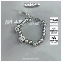 Vòng Đeo Tay Nam Nữ Full Thép Titan Không Gỉ Hình Mặt Cười Ma Quái Phong Cách Hiphop