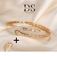 Vòng Đeo Tay+ Nhẫn Thiết kế Hình Rắn Maj Vàng 18k Cao Cấp