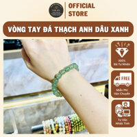 Vòng Đeo Tay Nữ Đá Phong Thủy Gia An - Vòng Tay Đá Thạch Anh Dâu Xanh Kết Hợp Với Dây Cước Thun Lụa Bền Bỉ, Tự Nhiên