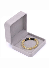 Vòng đeo tay Thạch Anh Tóc Vàng Size 8 ly - Vòng tay Tỳ Hưu Đôi inox đen VTATVTHHEV8 - hợp mệnh Kim, mệnh Thổ - kèm hộp nhung