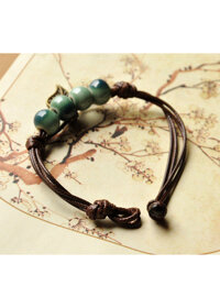 Vòng đeo tay Vintage Handmade Gốm sứ Màu - Xanh