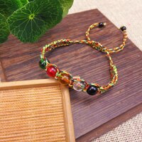 Vòng đeo tay Vintage, Handmade, Ngũ sắc Nữ, dây vải Canvas, đính Pha lê màu. - Mẫu số 1