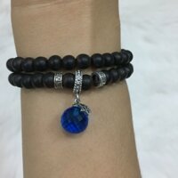 Vòng đôi trầm hương charm bạc Thái 925