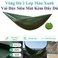 Võng Dù 2 Lớp Màu Xanh Vải Dày Siêu Mát Tiện Dụng Kèm 2M Dây Dù