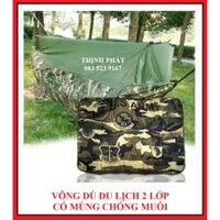 Võng Dù Du Lịch 2 Lớp Có Mùng Chống Muỗi Và Côn Trùng Màu Rằn Ri Kích Thước 2,2M