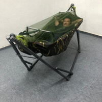 Võng dù màu rằn ri có mùng không có lót bông tặng kèm 3m dây dù loại tốt