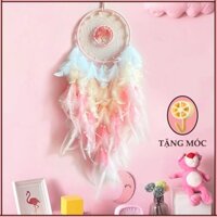 Vòng Giấc Mơ Dreamcatcher Đính Lông Vũ Trang Trí Vintage ( Có Đèn Led Phát Sáng)