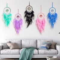 Vòng Giấc Mơ Dreamcatcher Đính Lông Vũ Trang Trí Vintage ( Có Đèn Led Phát Sáng)