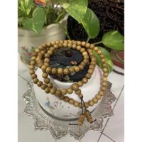 Vòng Gỗ Bách Xanh Đeo Tay loại 6 li 108 hạt - Vàng