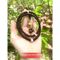 Vòng gỗ dâu 6 li dẹp , 108 hạt