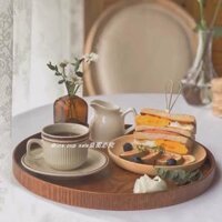 vòng gỗ khay trà khay trà cafe khay tấm bánh tồn kho tấm nhà tim tối lưu trữ tấm ins kiểu Nhật Khay gỗ