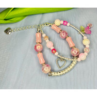 vòng handmade đá 10li, mix charm. 2 vòng tay liền nhau