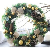Vòng hoa giả trang trí noel chuông vàng decor phòng khách xinh xắn 03475