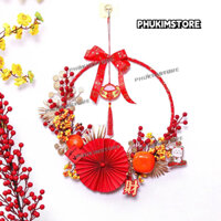 VÒNG HOA MẸT TẾT NHIỀU MẪU VÒNG HOA TẾT KÈM ĐÈN PHỤ KIỆN TRANG TRÍ TẾT XUÂN - LP507