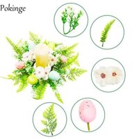 Vòng hoa nến Mini POKINGE, Vòng hoa nến Phục sinh mô phỏng hoa lụa Vòng hoa, Dễ sử dụng Lá cây giả Nhẹ DIY Nhân tạo Vòng hoa Đồ dùng dự tiệc