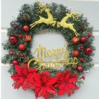 Vòng hoa nguyệt quế vòng hoa giáng sinh trang trí noel treo cửa tặng kèm dây đèn A11