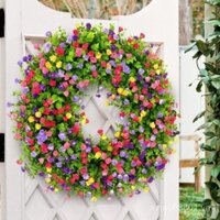 Vòng hoa nhựa mô phỏng mùa xuân đầy sao cây xanh lễ hội trang trí nhà cửa Tường Vườn trang trí vòng cửa