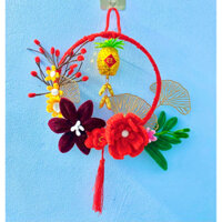 Vòng Hoa Tết treo cửa treo tường kẽm nhung