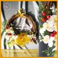 Vòng hoa treo cửa, Vòng hoa Lan Hồ Điệp mix trang trí nhà cửa, homestay, cafe,...32cm