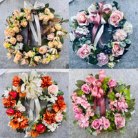 Vòng hoa treo cửa,vòng nguyệt quế cao cấp kiểu dáng vintage