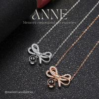 Vòng in ảnh Memori mẫu nơ bạc ANNE cho nữ, Vòng cổ bạc nữ mẫu ANNE nữ tính, sang trọng