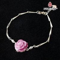 Vòng lắc bạc phối hoa mẫu đơn ruby hồng ngọc mệnh hỏa, thổ - Ngọc Quý Gemstones